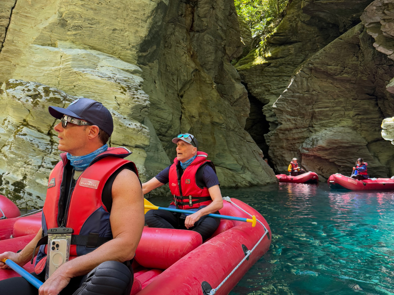 Pivot Trip small-group New Zealand tour for gay men — kayaking Mount Aspiring National Park