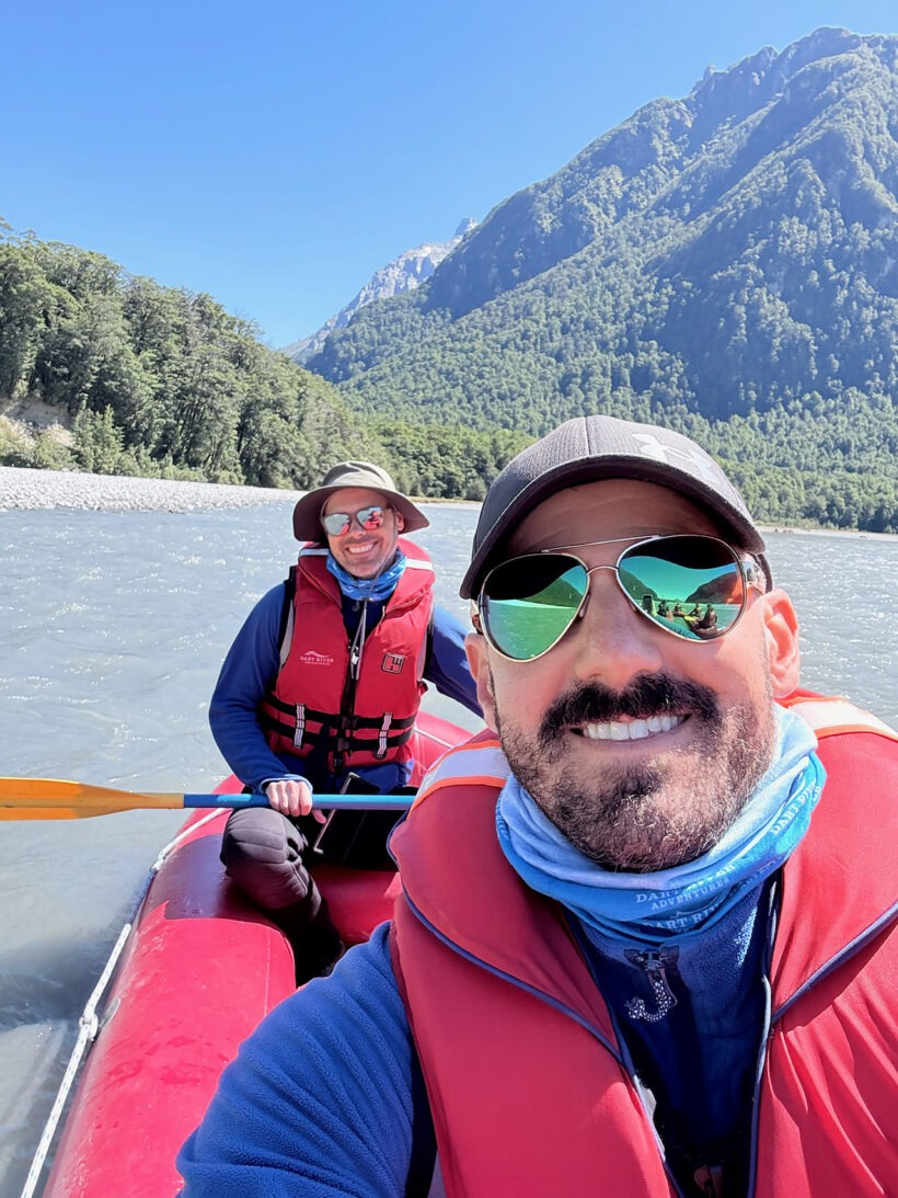 Cory and traveler in row boat