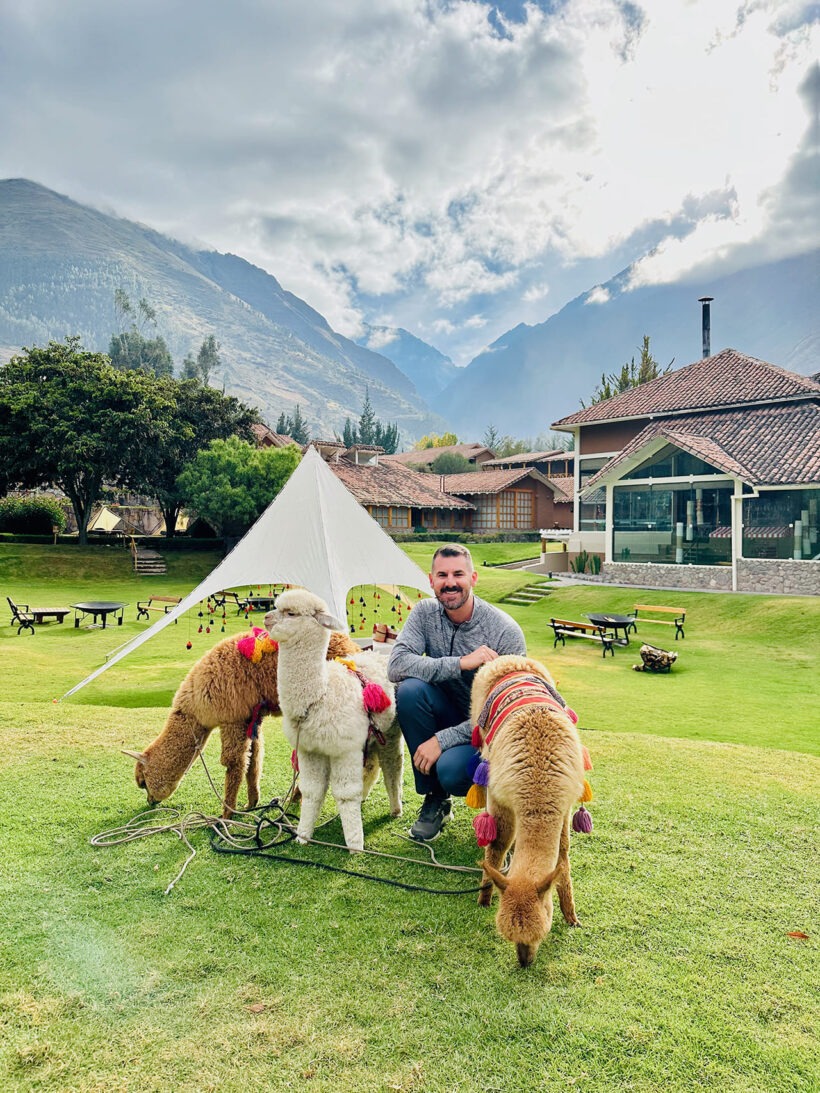 Cory with llamas
