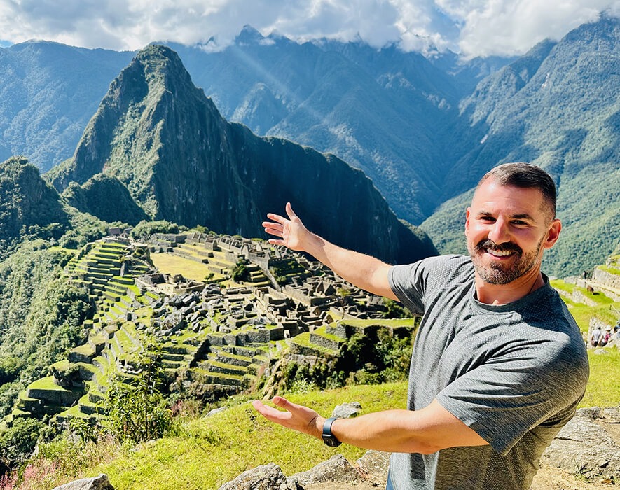 Pivot Trip guide and owner, Cory with Machu Picchu in the background