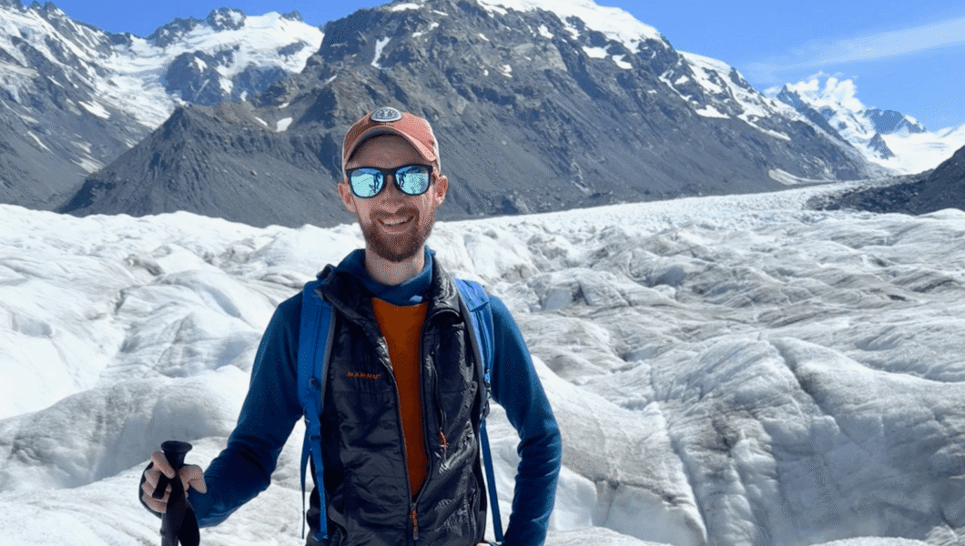 testimonnial-jake A photo of Jake in an icy mountain scene on a Pivot Trip