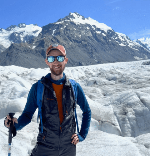 testimonnial-jake A photo of Jake in an icy mountain scene on a Pivot Trip