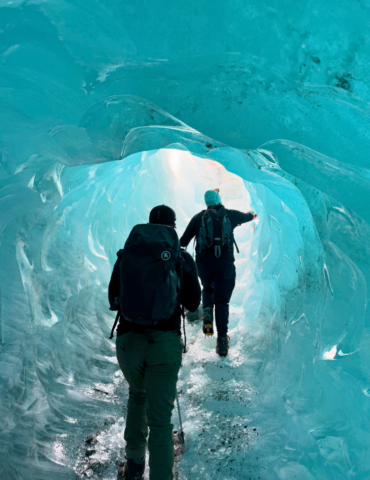 Pivot Trip small-group New Zealand tour for gay men gay travel — hiking through Tasman glacier in Mount Cook National Park