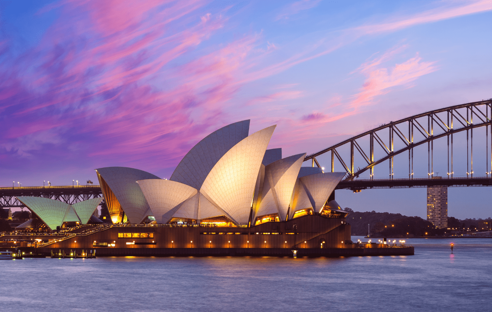 Pivot Trip small-group Australia tour for gay men gay travel — Sydney Opera House at night